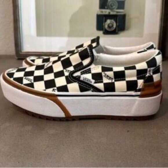 VANS Era Stacked Checkerboard Slip On Canvas Shoes - Picture 4 of 7